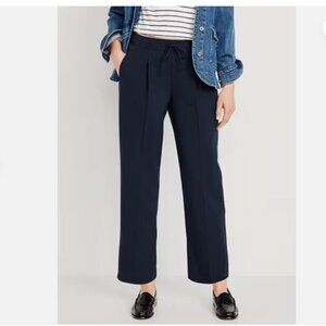 Old Navy High-Waisted Billie Straight Trouser Pants Navy Blue Small Petite NEW